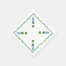 Blauwe Gember Potten Pot Topiary Wijnstof Servet