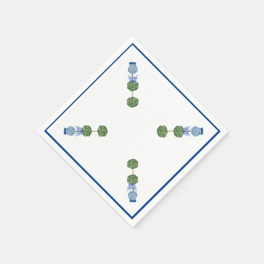 Blauwe gemberpotten Pot Topiary Wingerd Servet (Hoek)