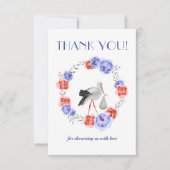 Blauwe Genderneutrale Waterverf Hartelijk dank Bedankkaart (Voorkant)