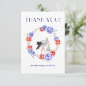 Blauwe Genderneutrale Waterverf Hartelijk dank Bedankkaart (Staand voorkant)