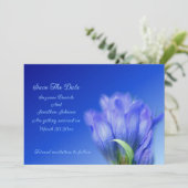 Blauwe Gentiaan Bloem Bruiloft  Save The Date (Staand voorkant)