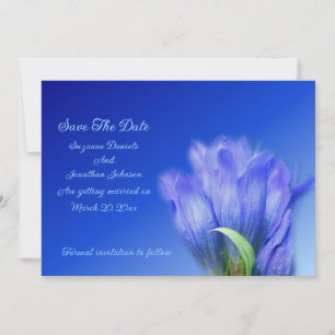 Blauwe Gentiaan Bloem Bruiloft  Save The Date