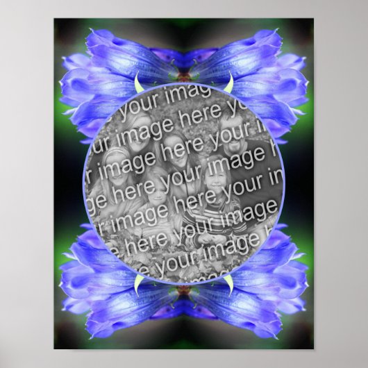 Blauwe Gentiaan Bloem Frame Maak Je Eigen Foto Poster (Voorkant)