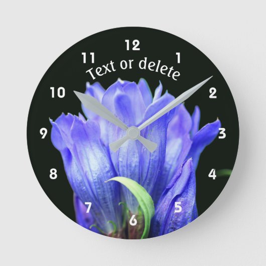 Blauwe Gentiaan Bloem Persoonlijk Ronde Klok (Voorkant)