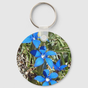 Blauwe gentiaan bloemen sleutelhanger