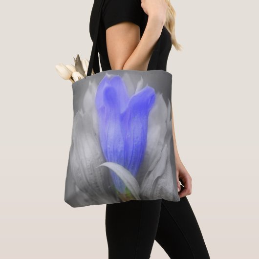 Blauwe Gentian-ventilator gedeeltelijke kleur Tote Bag (Dichtbij)