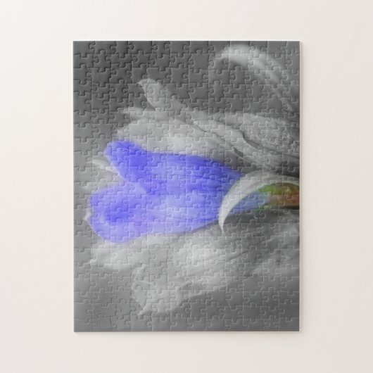 Blauwe gentian-ventilator in zwarte en witte Natuu Legpuzzel (Verticaal)