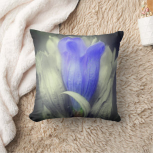 Blauwe Gentian-ventilator zwart-wit, gedeeltelijke Kussen
