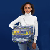 Blauwe geo-objecten tote bag