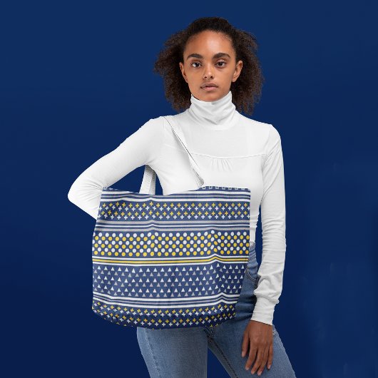 Blauwe geo-objecten tote bag