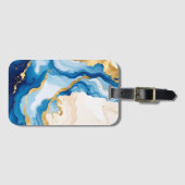 Blauwe geode Abstracte Waterverf Bagagetailie Bagagelabel (Voorkant (horizontaal))
