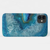 Blauwe Geode Agaat Monogram Case-Mate iPhone Case (Achterkant (horizontaal))