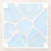 Blauwe Geode Agaat Mozaïek Bloem Kunst Glazen Onderzetter (Achterkant)