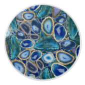 Blauwe geoden kristalpatroon keramische knop (Voorkant)
