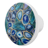 Blauwe geoden kristalpatroon keramische knop (Rechts)