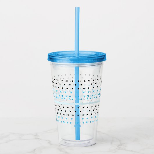 Blauwe geometrie acryl drinkbeker (Voorkant)