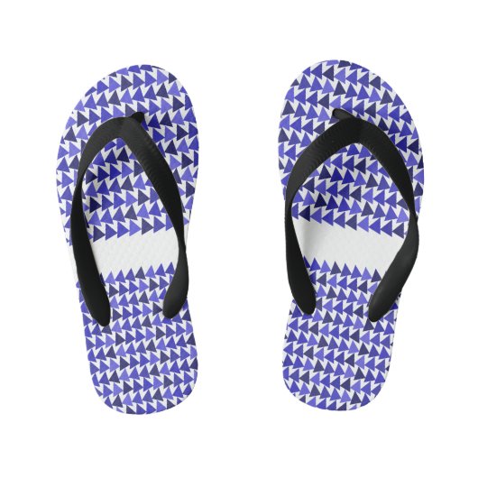 Blauwe geometrie driehoek patroon Gepersonaliseerd Kinder Teenslippers (Voetbed)