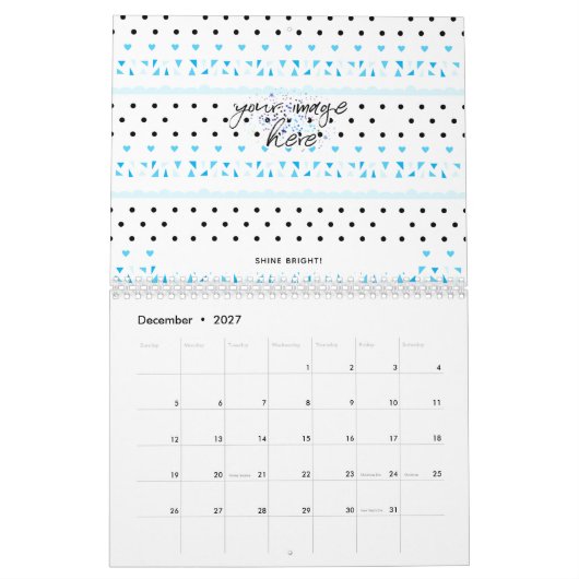 Blauwe geometrie kalender (Dec 2027)