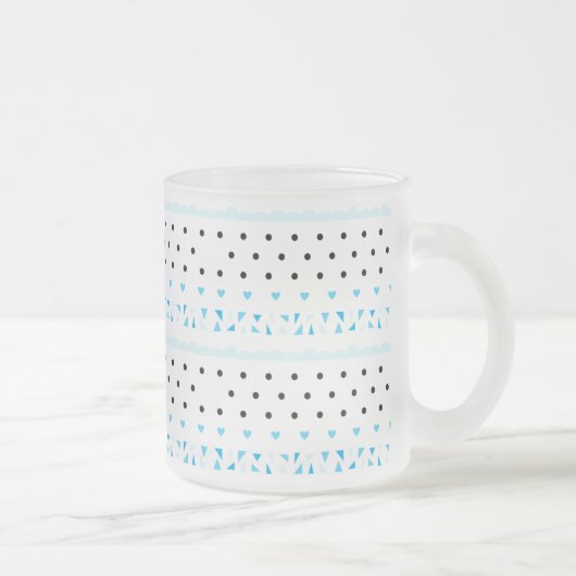 Blauwe geometrie matglas koffiemok (Rechts)