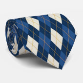 Blauwe Geometrisch Patroon Halseband Stropdas (Opgerold)