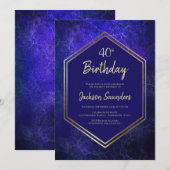 Blauwe geometrische 40e verjaardag kaart (Voorkant / Achterkant)