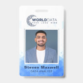 Blauwe geometrische aangepaste ID-badge voor werkn Badge (Front)