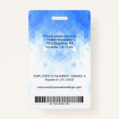 Blauwe geometrische aangepaste ID-badge voor werkn Badge (Achterkant)