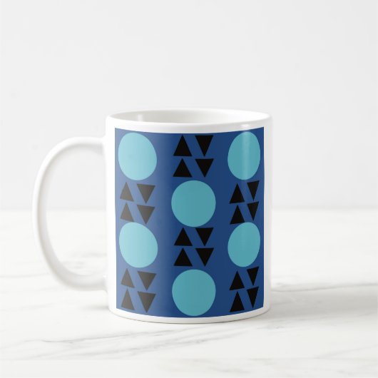 Blauwe geometrische abstracte eenvoudige moderne m koffiemok (Links)