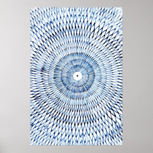 Blauwe Geometrische Abstracte Kunst Poster