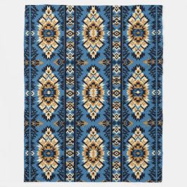 Blauwe geometrische Azteekse gebreide print Fleece Deken