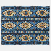 Blauwe geometrische Azteekse gebreide print Fleece Deken (Voorkant (Horizontaal))