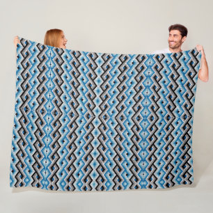 Blauwe Geometrische Azteekse Sherpa-deken Fleece Deken