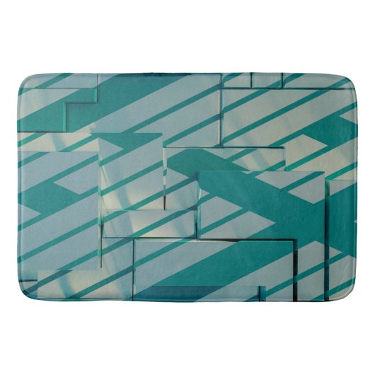 Blauwe geometrische badmat (Voorkant)