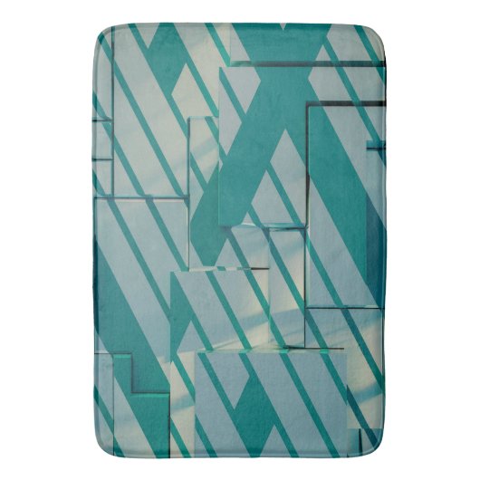 Blauwe geometrische badmat (Voorkant Verticaal)