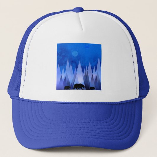 BLAUWE GEOMETRISCHE BEREN TRUCKER PET (Voorkant)