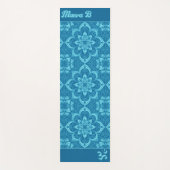 Blauwe geometrische bloemen patroon Om symbool Yogamat (Voorkant)