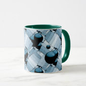 Blauwe geometrische bol mok (Voorkant rechts)