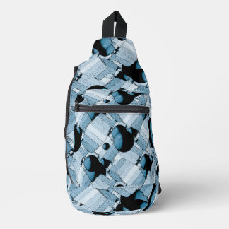 Blauwe geometrische bol sling bag