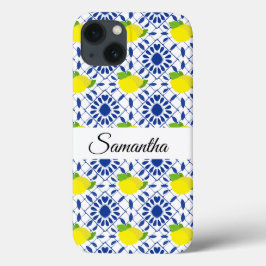 Blauwe geometrische citroentegegel Case-Mate iPhone case