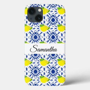 Blauwe geometrische citroentegegel Case-Mate iPhone case