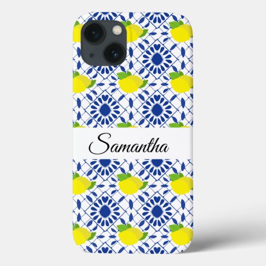 Blauwe geometrische citroentegegel Case-Mate iPhone case (Achterkant)