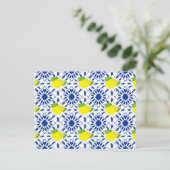 Blauwe geometrische citroentegel briefkaart (Staand voorkant)