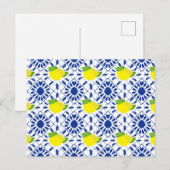 Blauwe geometrische citroentegel briefkaart (Voorkant / Achterkant)