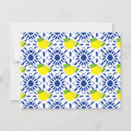 Blauwe geometrische citroentegel briefkaart