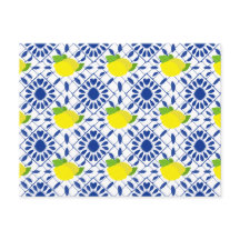 Blauwe geometrische citroentegel