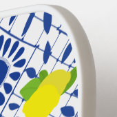 Blauwe geometrische citroentegel pickleball paddle (Links Detail)