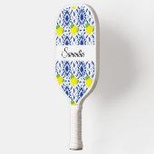 Blauwe geometrische citroentegel pickleball paddle (Links)
