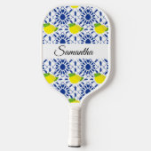 Blauwe geometrische citroentegel pickleball paddle (Achterkant)