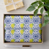 Blauwe geometrische citroentegel tissuepapier (Geschenk)