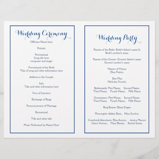 Blauwe geometrische driehoeken modern trouwprogram (Achterkant)